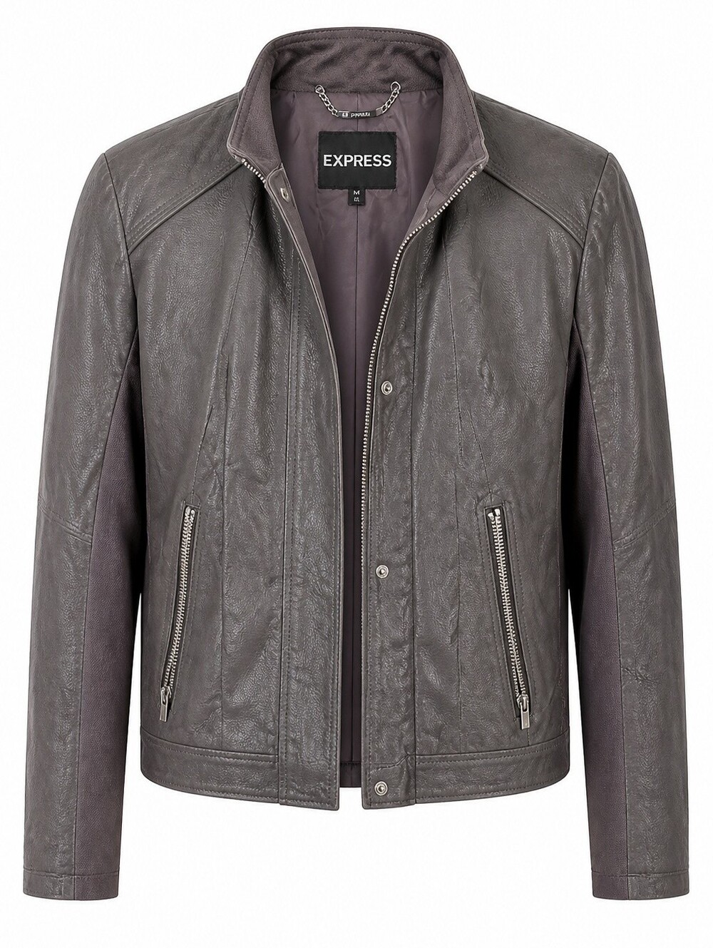 Express Faux Leather Moto Jacket Gray